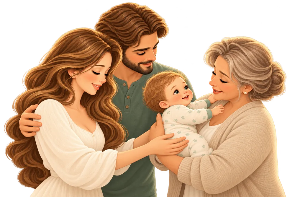 Unos padres dejan a su bebé con la abuela para la noche.